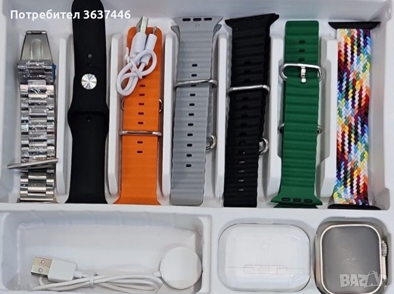 Смарт часовник P9 със слушалки и 7 различни каишки подходящи за всеки повод, снимка 1