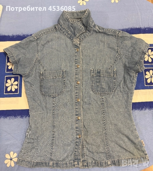 Дамска дънкова риза с къс ръкав и копчета на Espirit jeans , снимка 1