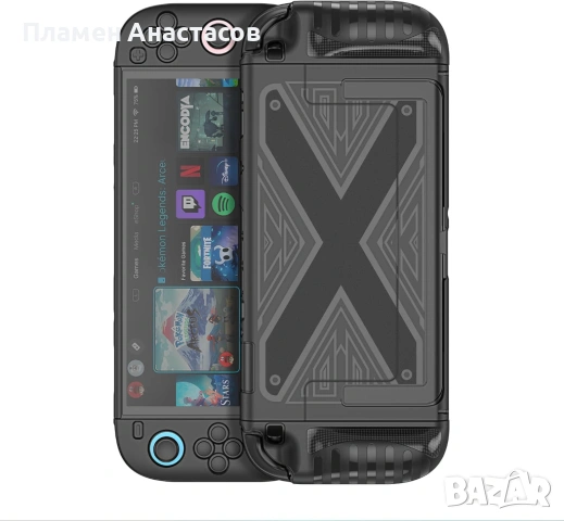 Nintendo Switch 2 Grip Case – тънък защитен кейс с X-pattern дизайн за конзола и Joy-Cons, черен, снимка 3 - Аксесоари - 53508660
