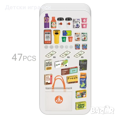 Детски супермаркет със скенер и касов апарат, със светлини и звуци, магазин , снимка 4 - Други - 52633999