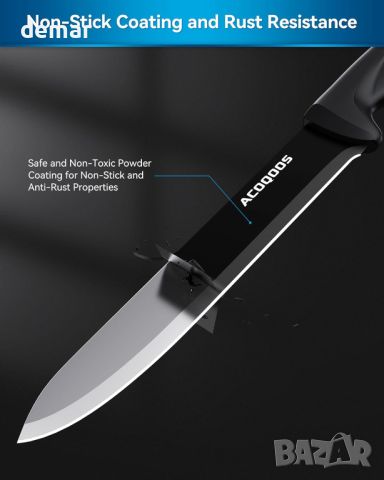 ACOQOOS Комплект ножове с блок, от неръждаема стомана от 10 части с вградена точилка, снимка 5 - Прибори за хранене, готвене и сервиране - 45633408