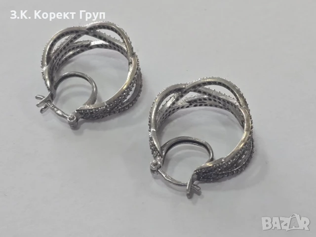 Сребърни обеци 925, снимка 4 - Обеци - 51080086