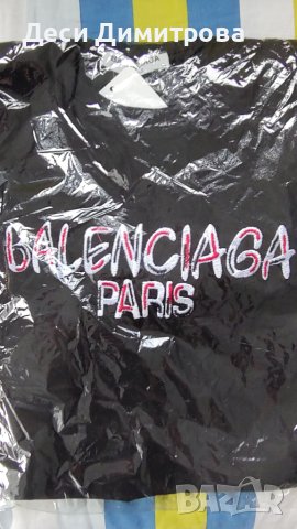 Balenciaga нова черна тениска с бродерия, снимка 4 - Тениски - 44940032