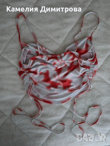 Bershka сатениран топ с набори M, снимка 5 - Потници - 53286208
