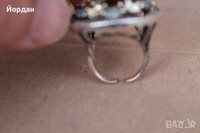 Дамски сребърен пръстен с полускъпоценни камъни, снимка 8 - Пръстени - 53877737