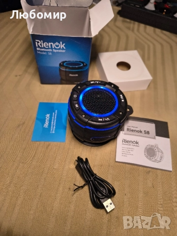 RIENOK Душ високоговорител Bluetooth FM радио IPX7 Водоустойчив 12H време за възпроизвеждане , снимка 2 - Bluetooth тонколони - 52521082