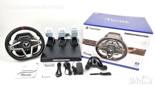 Волан с педали Thrustmaster t248-p PC/playstation като нов, снимка 2 - Аксесоари - 52312288