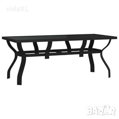 vidaXL Градинска маса, черна, 180x80x70 см, стомана и стъкло（SKU:318769, снимка 1 - Градински мебели, декорация  - 45484152