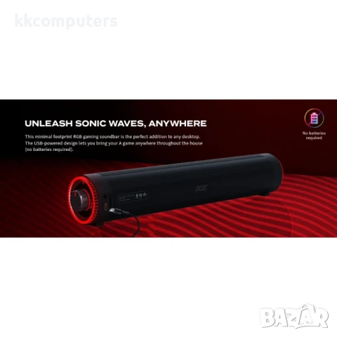 Acer Nitro Gaming Soundbar,2 x 5W, BT, Dynamic Тонколони 2.0, снимка 5 - Bluetooth тонколони - 51036511