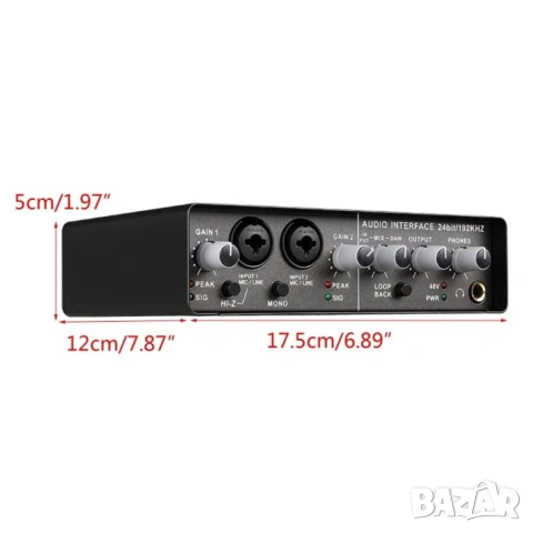 Професионална външна звукова карта Teyun Q-22 – 24-bit/192kHz Аудио интерфейс, снимка 4 - Ресийвъри, усилватели, смесителни пултове - 53828028