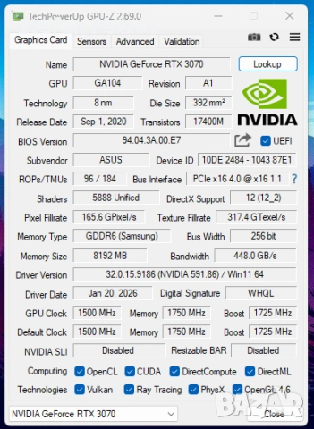 Продавам Nvidia RTX 3070 - EVGA,Asus,Founders Edition, снимка 3 - Видеокарти - 53670913