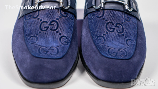 Мъжки обувки Gucci Jordy Guccissima от велур, снимка 3 - Официални обувки - 52170719