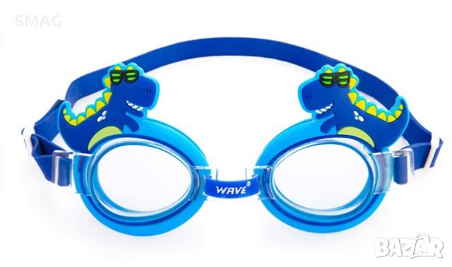 Детски силиконови очила за плуване син динозавър 3-6 години, снимка 1 - Водни спортове - 46288437