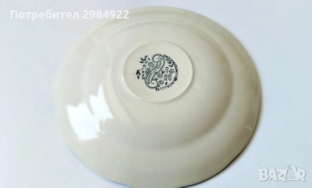 Винтидж кралска малка немска чиния Бяло-синьо-червена малка чиния Bavaria Schlottenhof, снимка 3 - Антикварни и старинни предмети - 53449776