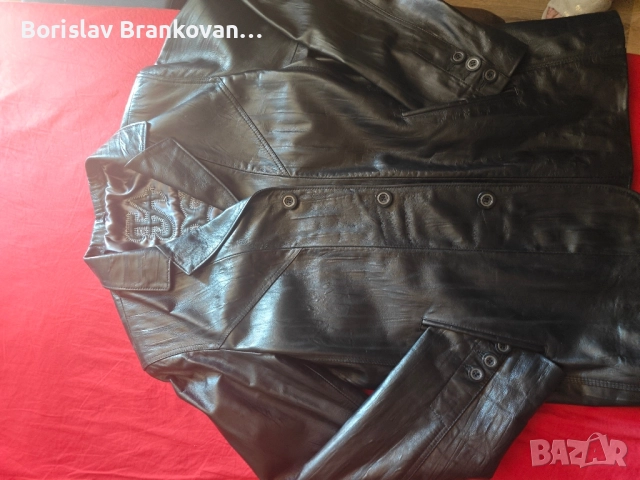 Ново мъжко черно кожено сако, снимка 4 - Якета - 51441210