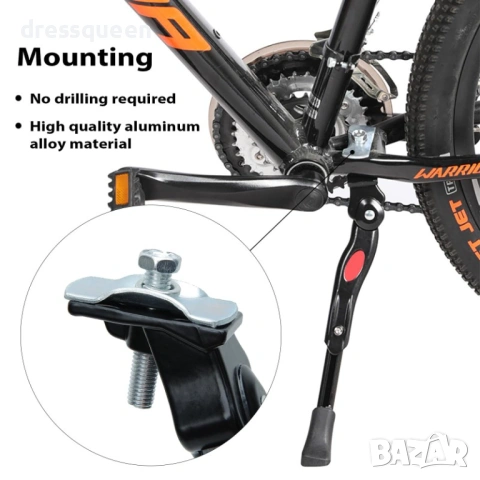 4426 Регулируема алуминиева стойка за велосипед 24–26", черна – Универсална, снимка 3 - Аксесоари за велосипеди - 53633729