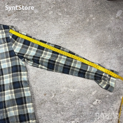 Мъжка карирана риза Fred Perry Размер M Синьо Сиво, снимка 7 - Ризи - 53301344