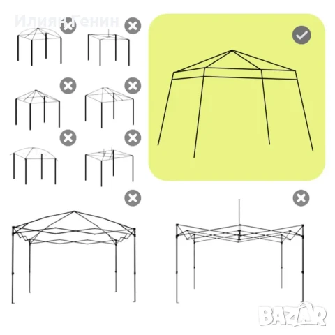 Резервно покривало за градинска шатра  Outsunny, 3 x 3 м, UPF 50+, снимка 3 - Градински мебели, декорация  - 50465854