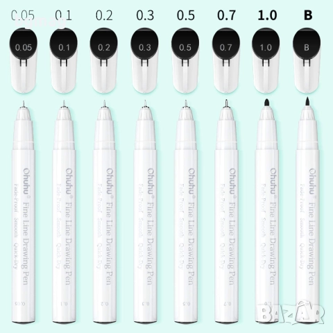 Ohuhu Art Marker Set-маркери-тънкописци,  комплект 8 размера/дебелини, снимка 2 - Ученически пособия, канцеларски материали - 52146676