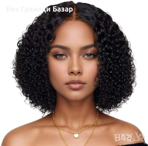 Нова Къса къдрава афро перука без лепило, естествен вид, дълбоки вълни, снимка 4 - Аксесоари за коса - 52163064