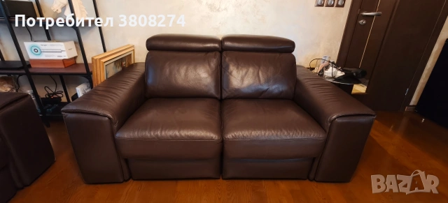 Италиански кожени дивани с релакс механизъм 2 броя , снимка 4 - Дивани и мека мебел - 53780578