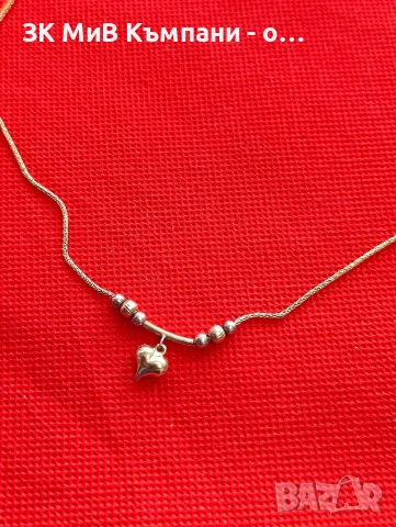 Златно колие с висулка сърце 4.5гр 44см, снимка 2 - Колиета, медальони, синджири - 53494693