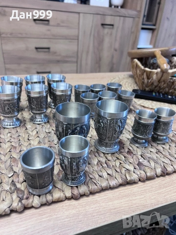 Колекция от 18 уникални калаени чаши, снимка 2 - Антикварни и старинни предмети - 53250285