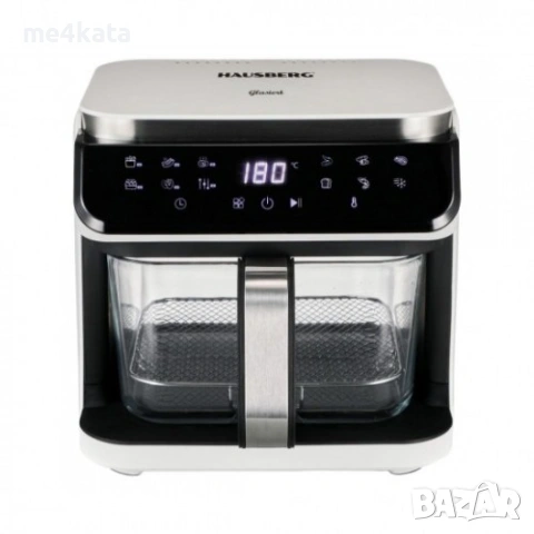 Дигитален еър фрайър Hausberg HB-2343AB 6.5L | Стъклена кошница | 12 програми | 360° прозрачен изгле, снимка 2 - Друга електроника - 54262948