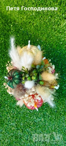 Керамична тиква -букет от соев восък , снимка 8 - Декорация за дома - 52682220