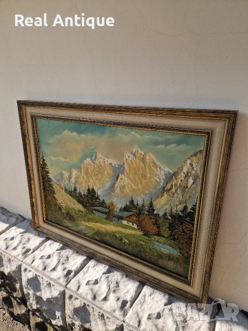 Прекрасна антикварна авторска майсторска картина масло върху платно , снимка 7 - Антикварни и старинни предмети - 52803737