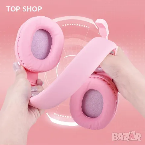 Neefeaer Pink Геймърски слушалки стерео съраунд звук, розови, снимка 2 - Слушалки и портативни колонки - 49636720