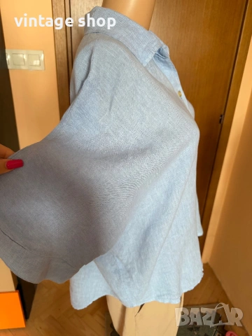 Ленени ризи с къс ръкав в синята гама, снимка 9 - Ризи - 53955451