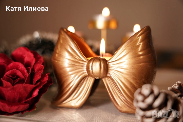 Луксозен свещник панделка, ръчно направен, снимка 8 - Декорация за дома - 52516722