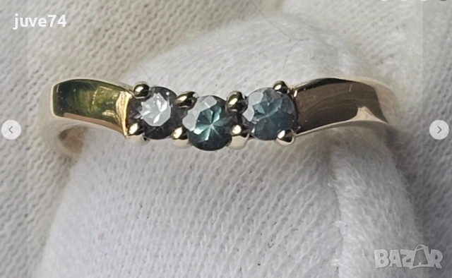 ЗЛАТЕН ПРЪСТЕН С ЕСТЕСТВЕНИ АЛЕКСАНДРИТИ (БРАЗИЛИЯ) СЕРТИФИКАТ