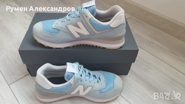Сини дамски велурени маратонки New Balance 574 Classic р-р EUR38, снимка 2 - Маратонки - 51240649