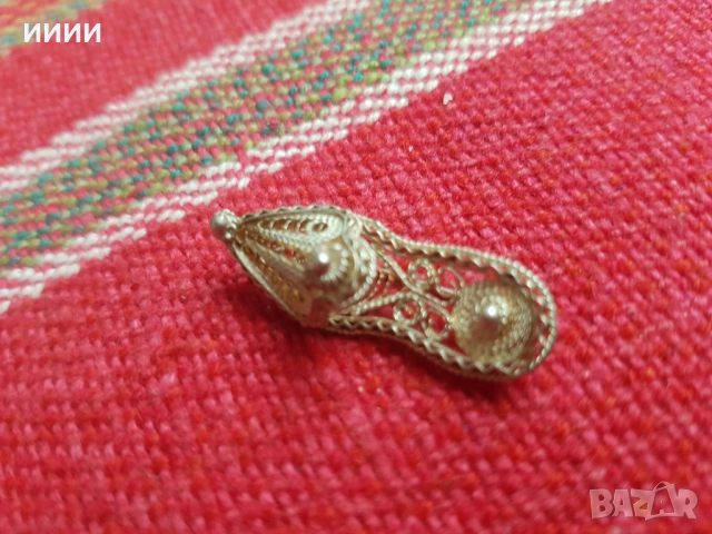 Сребърна брошка филигран чехъл пантоф, снимка 2 - Антикварни и старинни предмети - 53371688