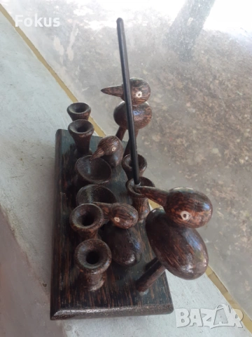 Интересна дървена мастилница с пиленца, снимка 4 - Антикварни и старинни предмети - 53366408