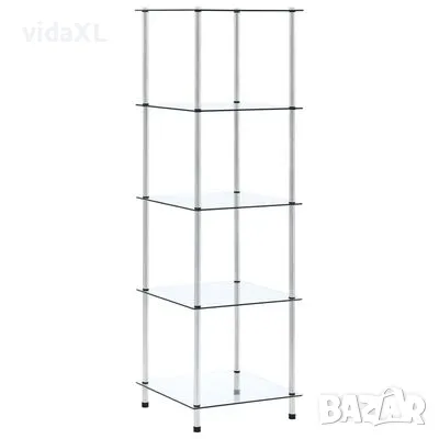 vidaXL Етажерка с 5 рафта, прозрачна, 40x40x130 см, закалено стъкло(SKU:249506), снимка 1 - Други - 49558814