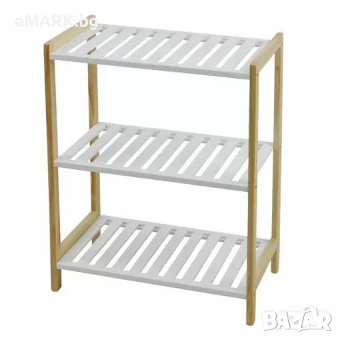 Етажерка на 3 бели рафта от висококачествен дървен материал, снимка 1