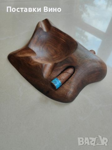 Дървен пепелник за пури, снимка 2 - Табакери - 46385181