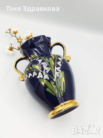Прекрасна кобалтово синя италианска ваза, снимка 2 - Вази - 45706690