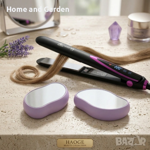 Професионална преса за коса с турмалинови керамични плочи + Подарък 2 броя Компактен кристален уред