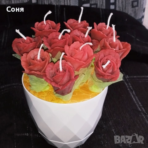 Аранжировка с ароматни восъчни свещи , снимка 4 - Подаръци за жени - 53574968