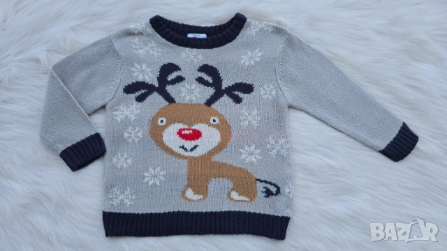 Детски коледен пуловер 9-12 месеца, снимка 6 - Бебешки блузки - 52463900
