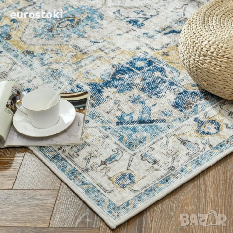 TOPICK Противоплъзгаща пътека за антре 60 x 300 см, переща се, супер тънъка, сгъваема, винтидж, снимка 7 - Пътеки - 51856666