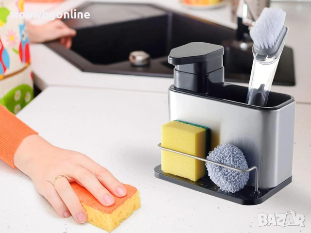 Дозатор за кухненска мивка – органайзер за течен сапун и контейнер за гъба, снимка 10 - Аксесоари за кухня - 53138772