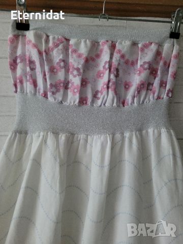 Дълга лятна бяла рокля на розови цветчета , снимка 4 - Рокли - 45520565
