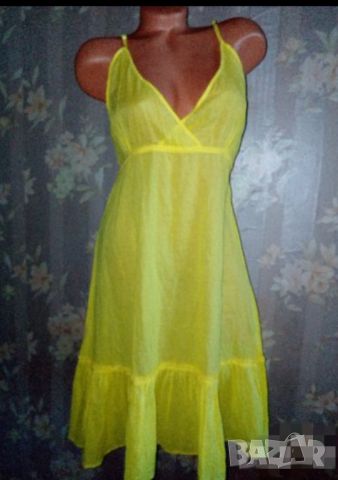 L-Лятна жълта рокля -нова100% фин памук, снимка 1 - Рокли - 46369626