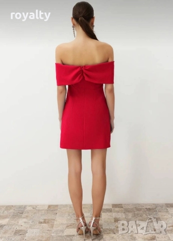 Червена Дамска Рокля , снимка 5 - Рокли - 52884426