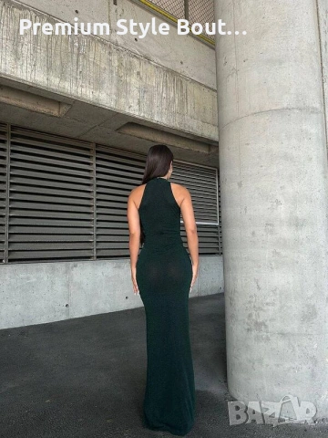 Рокля за с флорални мотиви, роза и цепка / цвят тъмнозелен, снимка 4 - Рокли - 53646767